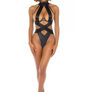 NEW OH LA LA CHERI lydie vegan leather teddy in black